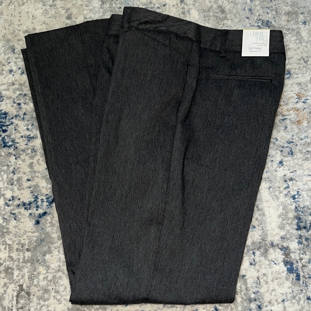Time and Tru Grey heather straight through hip and thigh women’s pants Sz 12